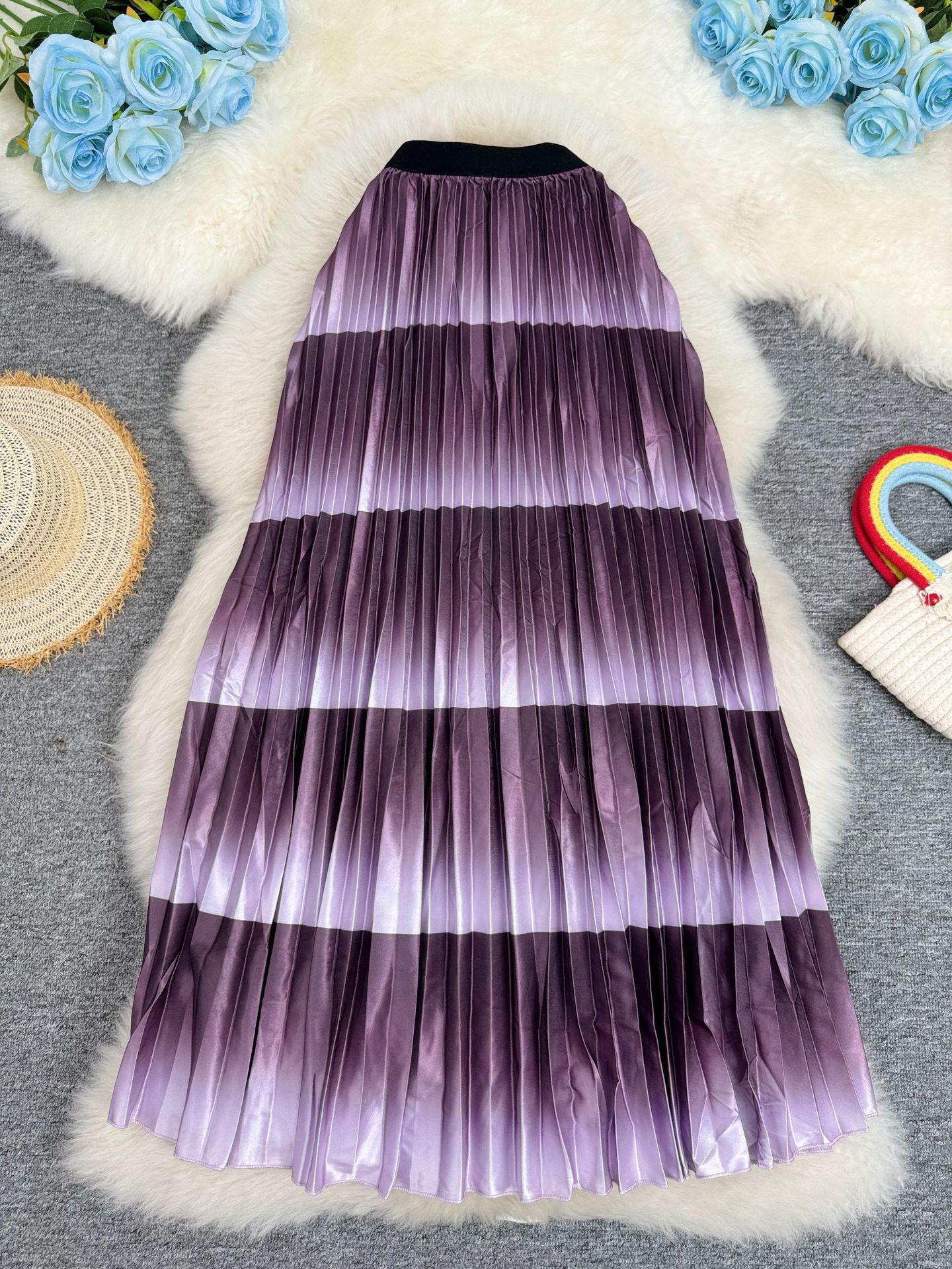 

Европейская и южноафриканская плиссированная юбка-миди А-силуэта с цветовыми блоками для женщин на весну/лето One Size кофейный