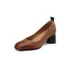 Fashion 2024 New Spring Women Shoes Sheepskin Leather Shoes Women Pumps Square Toe Chunky Heel  Women High Heels Retro