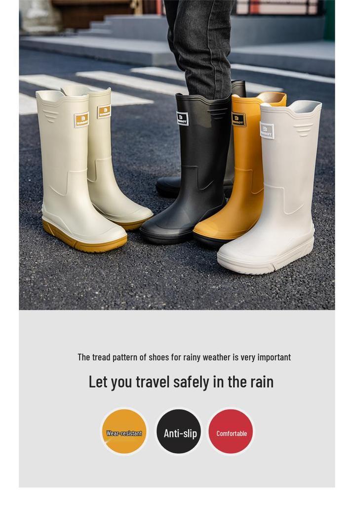 Men's Eco-friendly High-top Rain Boots | Thick-soled, Comfortable Rubber Shoes for Beachcombing, Kitchen, or Fishing