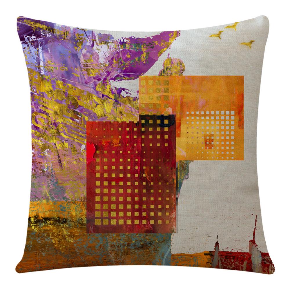 Pillow Cover Home Furnishing Sofa Waist Cushion Cushion Abstract Pillow Geometric Oil Paint Car Neck Protector