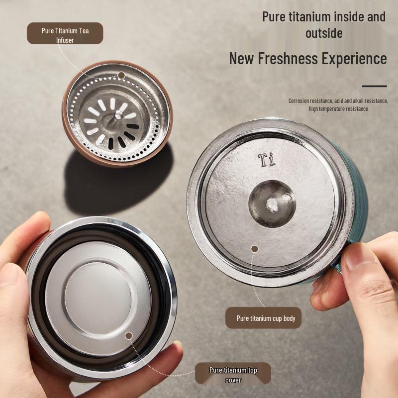 TAFUCO Pure Titanium Vacuum Insulated Business Tea Mug