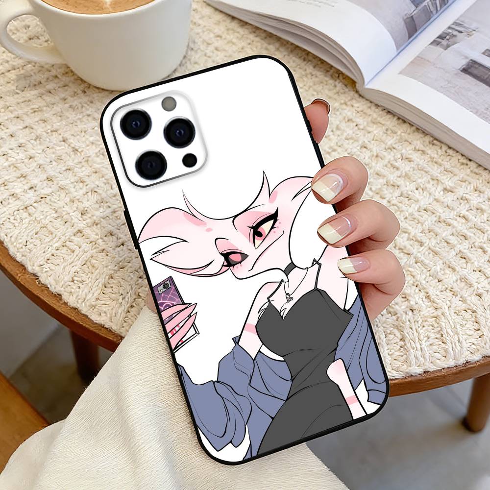 A-Angel Dust-t H-Hazbin Phone Case For iPhone 17,16,15,14,13,12,11 Plus,Pro Max,XS,Soft Silicone Black Cover