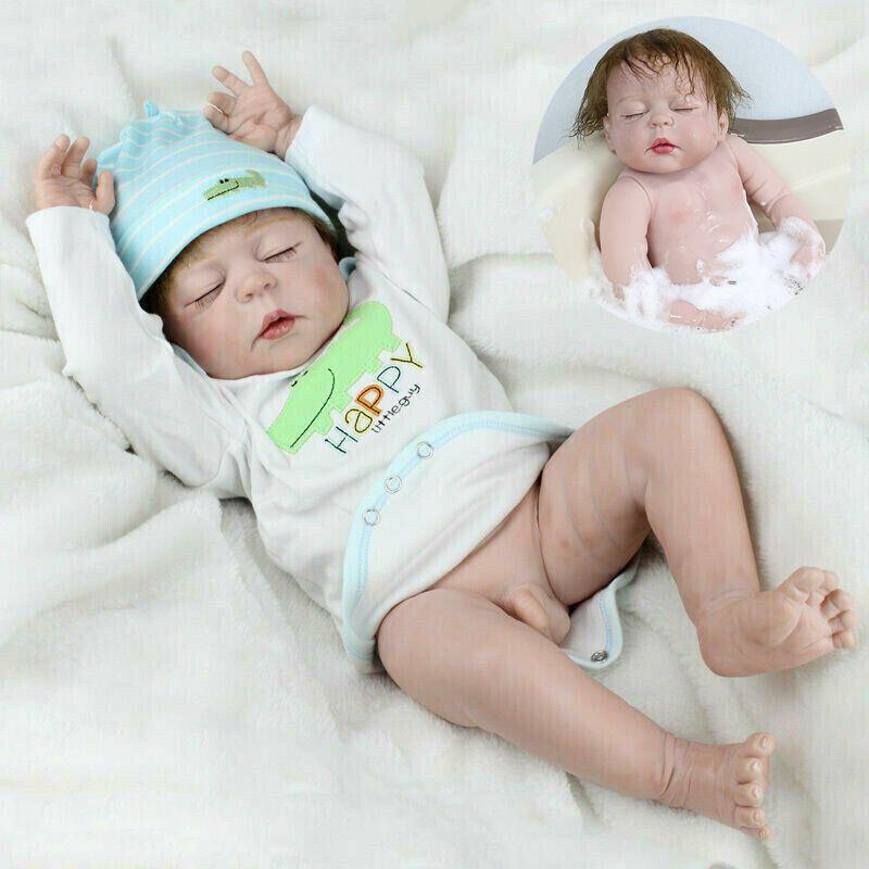 22 Inch Reborn Baby Doll Full Body Silicone Vinyl Realistic Newborn Boy Christmas Gift