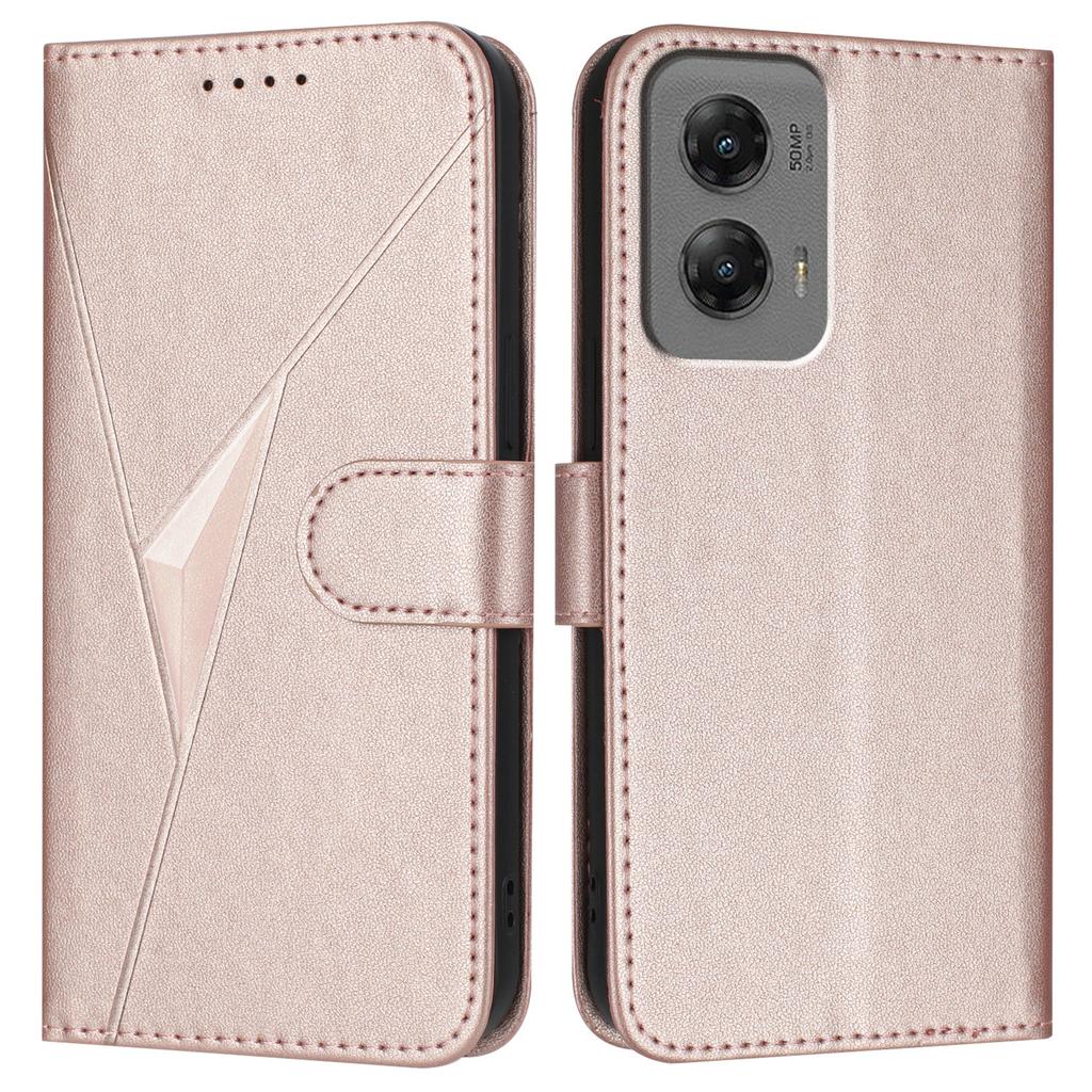 For Motorola Moto G Stylus 5G (2024) Case Triangle Imprint Leather Phone Cover with Lanyard