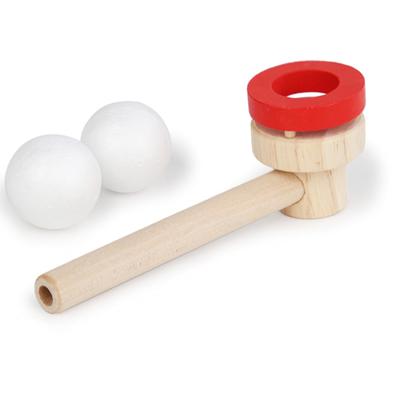 Hölzerner Schwebekugel-Bläser Kinderpuzzle Eltern-Kind-Spiele Training Lungenkapazität Spielzeug Schwebendes Blasrohr-Kugelspiel