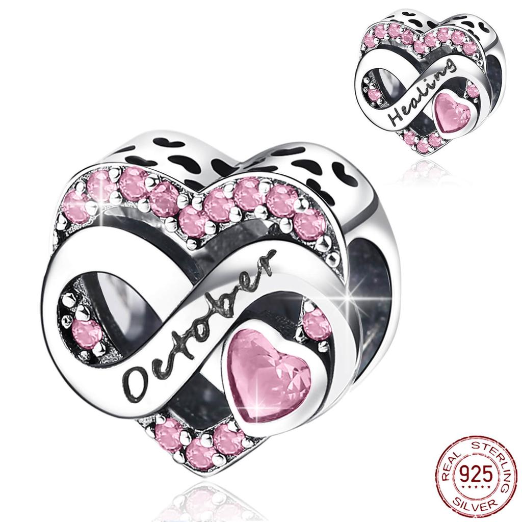 Original Copper Charms Twelve Months Of Heart Lucky Stone Beads Pendants Fit Bracelet Necklace Diy Jewelry Gift