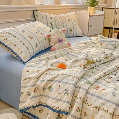 Korean Style French Style Fresh Ins Style Class a Cotton Lace Style Summer Quilt Four-Piece Set 20% Soybean