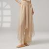 Classical Dance Dress Pants Women Double Layers Loose Trouser Practice Costume Spliced Shiny Chiffon Skirt Performance Dancewear