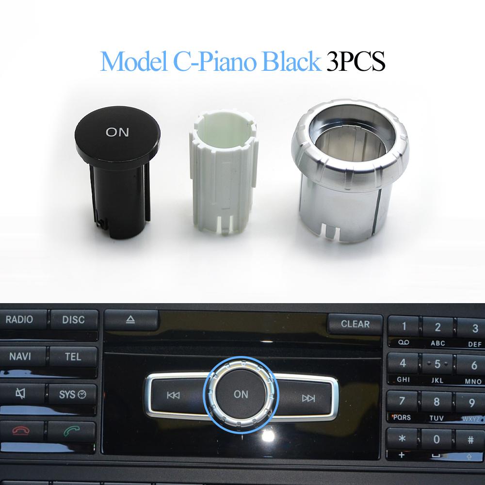 3PCS Car Center Console Radio CD Player Buttons Switch Cap Knob Cover For Mercedes Benz C E GLK W204 X204 W212 W207 W218 W166