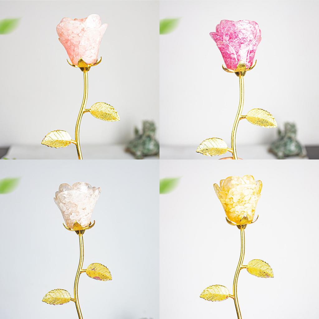 White Crystal Rose Handcrafted Crystal Wands Gift For Lovers And Couples