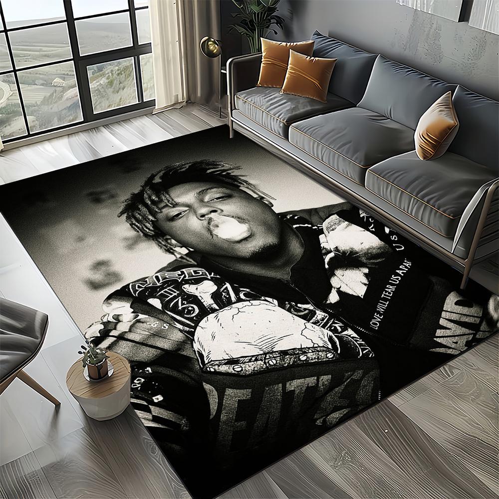 3D-Druck Juice WRLD 999 Legende Rapper Album Teppich für Wohnzimmer Schlafzimmer Haus Sofadekoration, Kinderspiel Rutschfeste Fußmatte