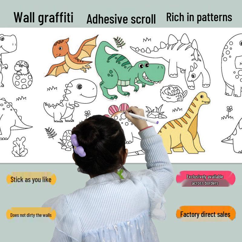 

3m Graffiti Wall Scroll: Children s Watercolor Coloring for Kindergarten