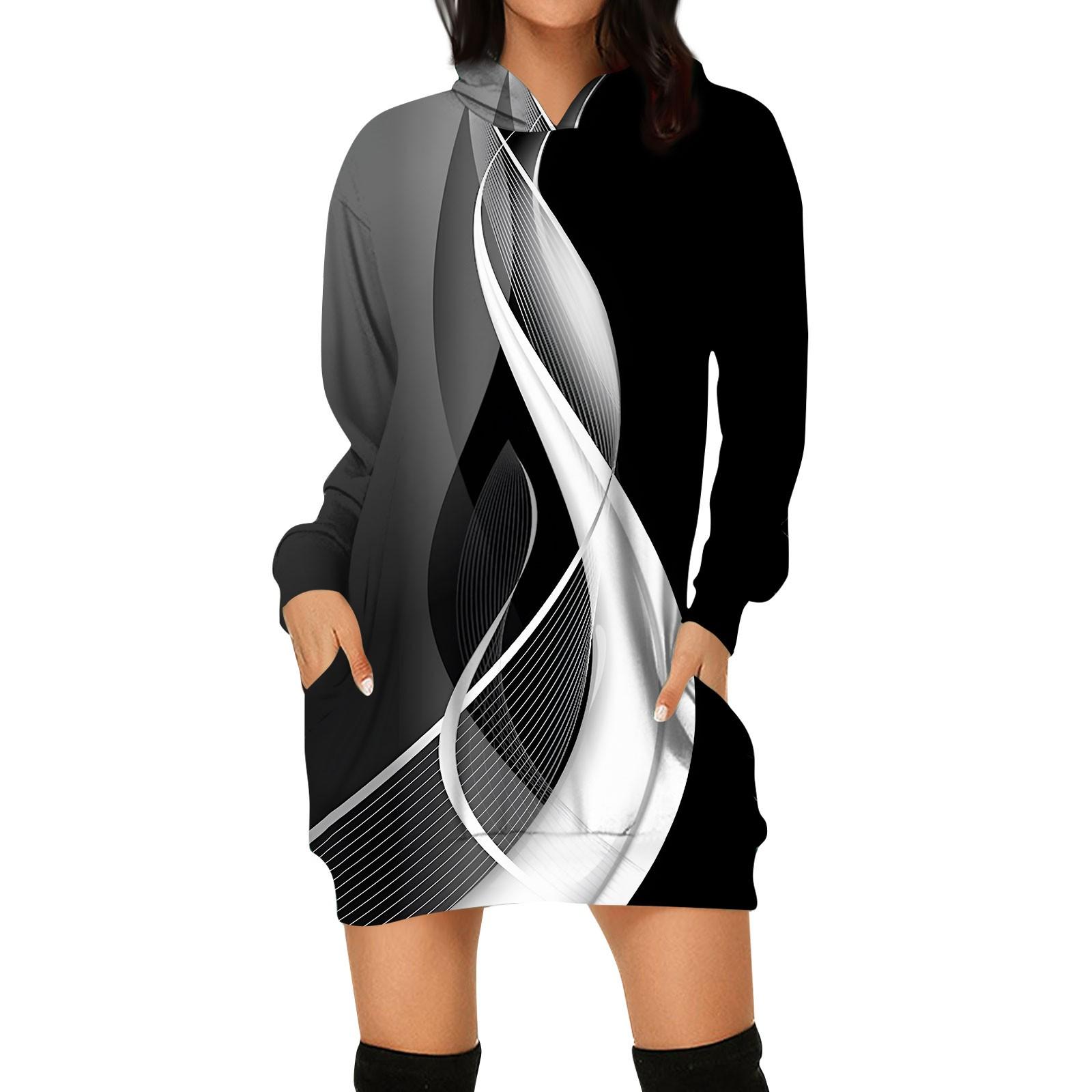 

Женское осеннее и зимнее платье-толстовка с капюшоном, платье с принтом на Хэллоуин XXL чёрный