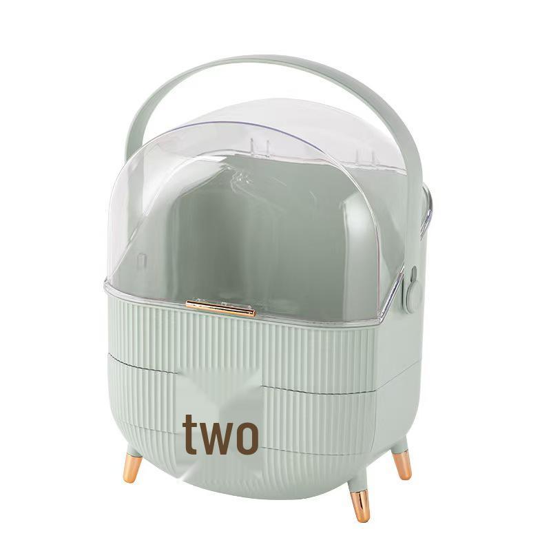 Custom Light Luxury Cosmetic Storage Box: Large Capacity Handheld Lipstick and Mask Organizer.