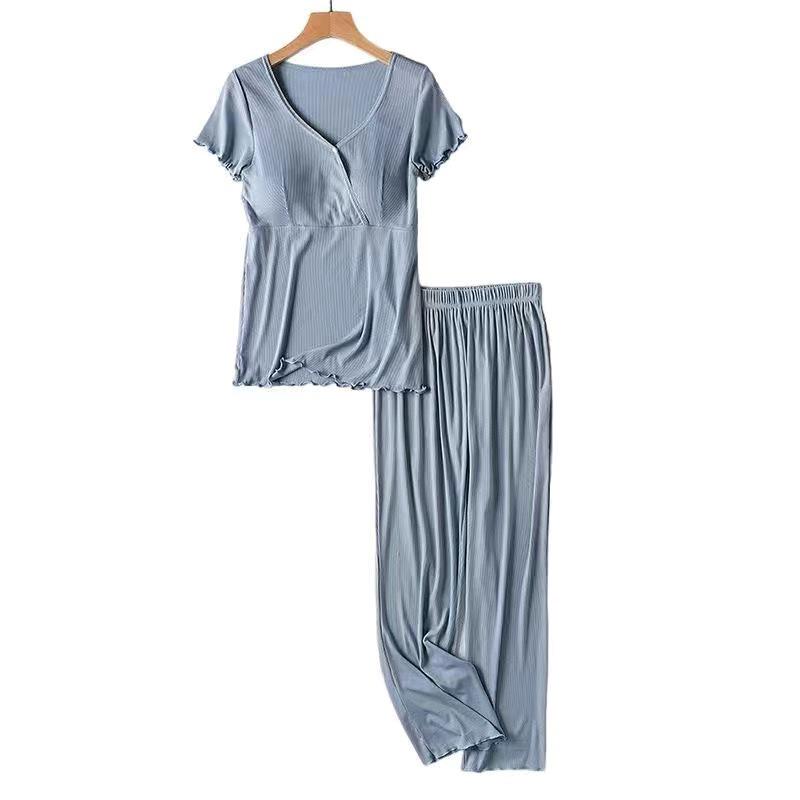 

Комплект для вагітних з піжамою з коротким рукавом для годування груддю та післяпологового догляду XL (120-140 lbs)