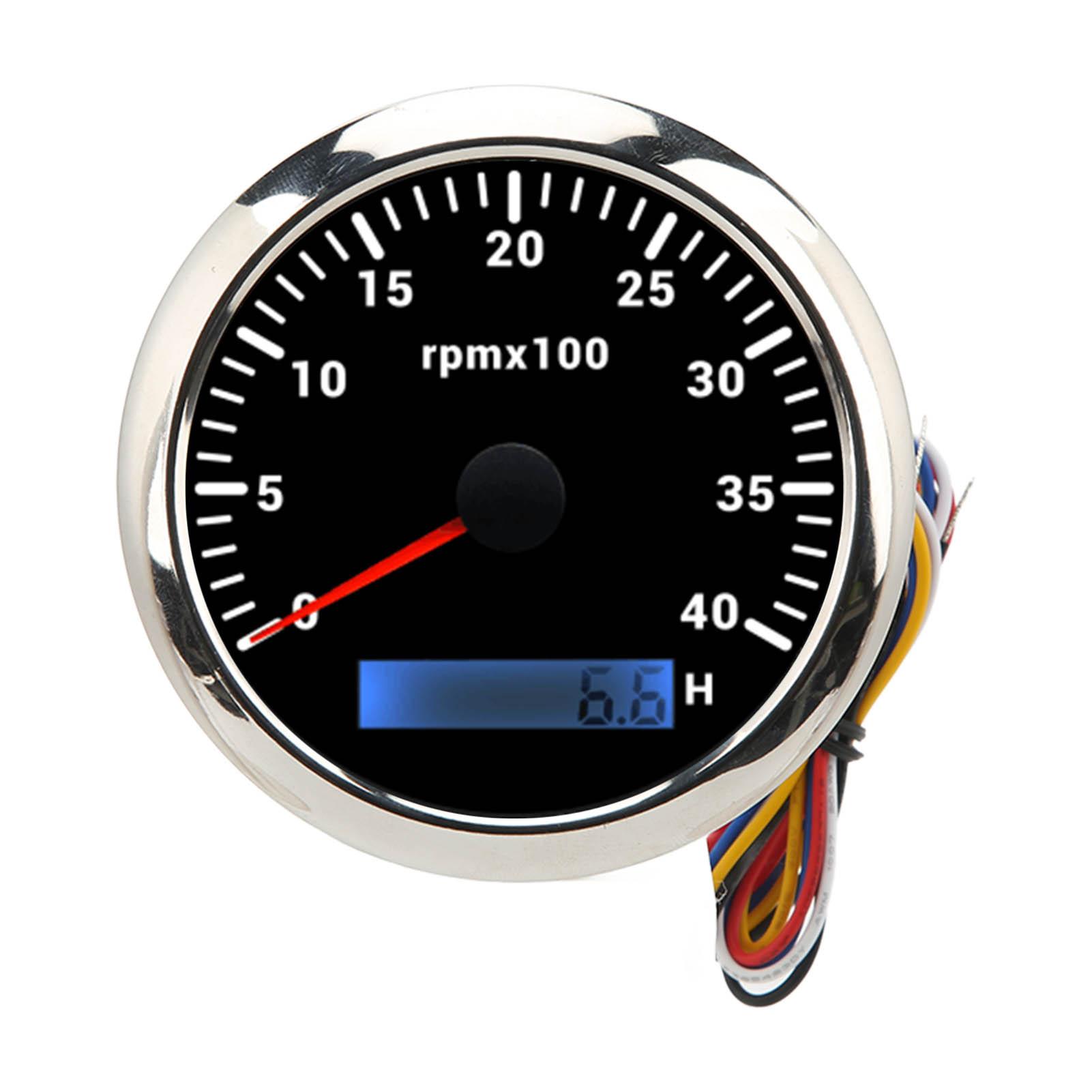 

DC 9 до 32 В 85 мм Тахометр с указателем двигателя 4000 об/мин Точный Красный указатель Черный циферблат Для автодома Яхты Рыболовного судна