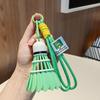 High-Value Rainbow Badminton Pendant Keychain: Creative Sports Backpack Decoration & Gift