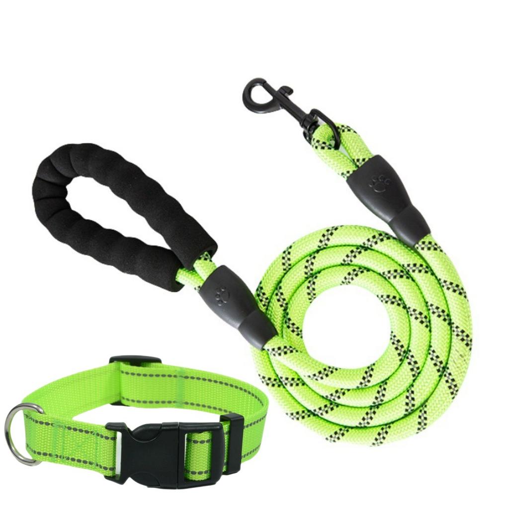 Hundeleine mit Halsband, Langlebige einziehbare P-Seilleine für mittelgroße bis große Hunde, Robuste Trainingsleine zum Spazierengehen
