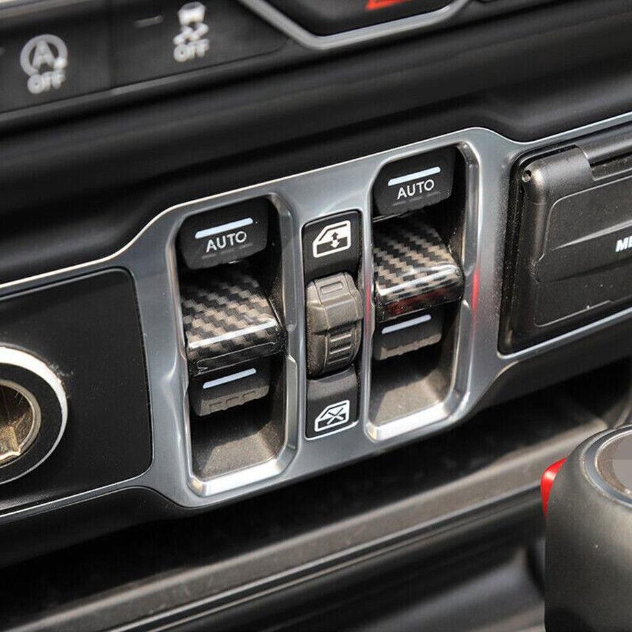 For 18- Jeep Wrangler JL ABS Carbon Car Window Lift Switch Button Cover Trim