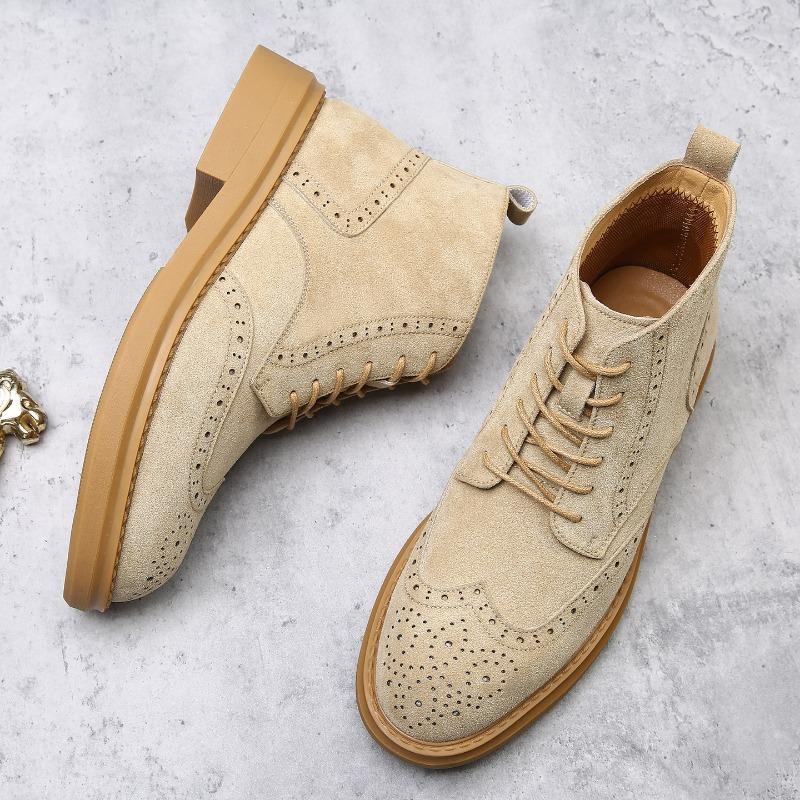 

Old Qianfeng Men s Boots Leather Fur Brock Carved Martin Boots Trendy Versatile Casual Short Boots 44