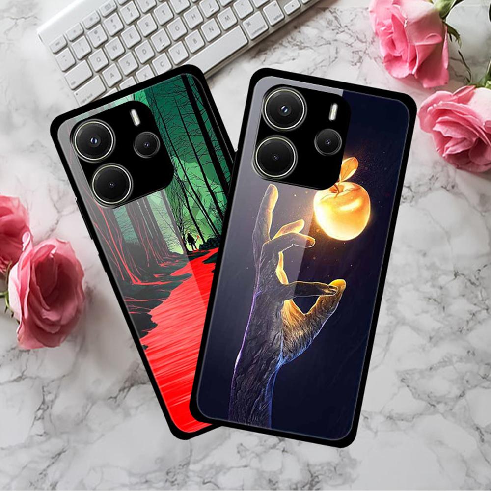 

For Xiaomi Redmi Note 14 4G (163.25x76.55x8.16mm) Case Stylish Pattern PC+TPU+Tempered Glass Cell Phone Cover Cloud Bird