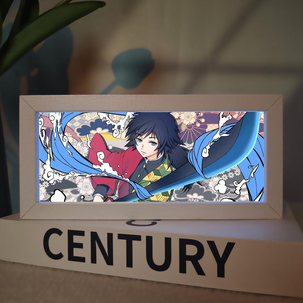 Demon Slayer Picture Frame Night Light Bedside Table Decor Nezuko Anime Peripheral Figures Ornaments Cartoon Lamp Birthday Gifts