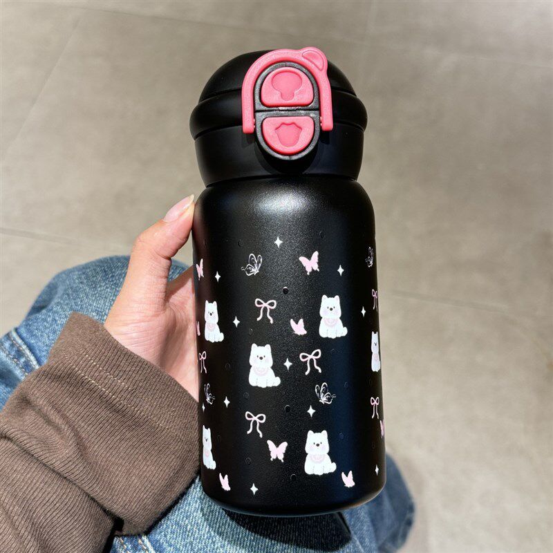 New Large-Capacity Thermos Cup Made of 316 Stainless Steel, High Aesthetic Value, Suitable for Students, with a Straw, for Home Use