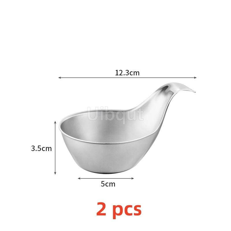 

2 or 4 pcs stainless steel handle bowl cuisine seasoning caviar Beef steak sauce dish snacks holding tomato black pepper spoon