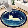 1PC Galaxy Cat Office Round Area Rug, Mat Suitable For Office, Under Office Chairs Bedroom Living Room Home Decor, Room Deco
