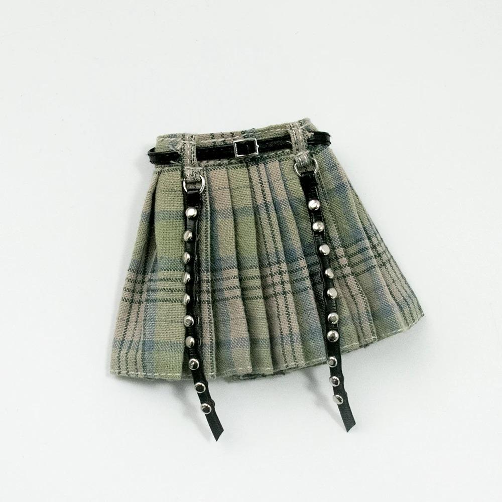 Roupas Blythe Saia Plissada Xadrez Top Tomara-que-caia Vestido de Tule Conjunto Saia com Babados para bonecas Licca Azones Ob22 Ker YMY acessórios