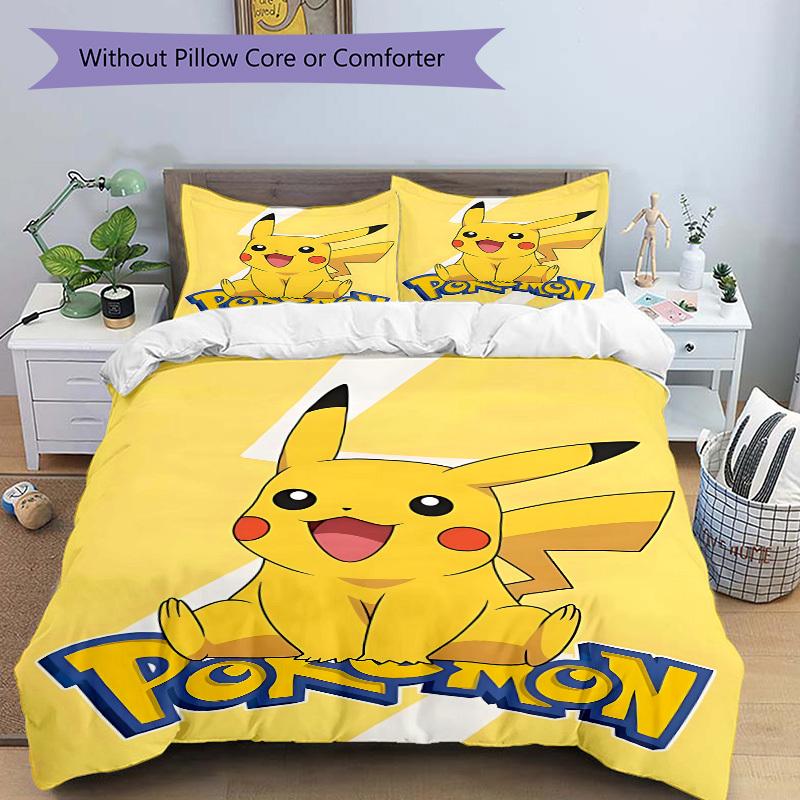 3pcs Bedding Set Pokémon Includes 1 Comforter+2 Pillowcases, Without Pillow Inserts, Soft Comfortable, Lightweight Breathable,204