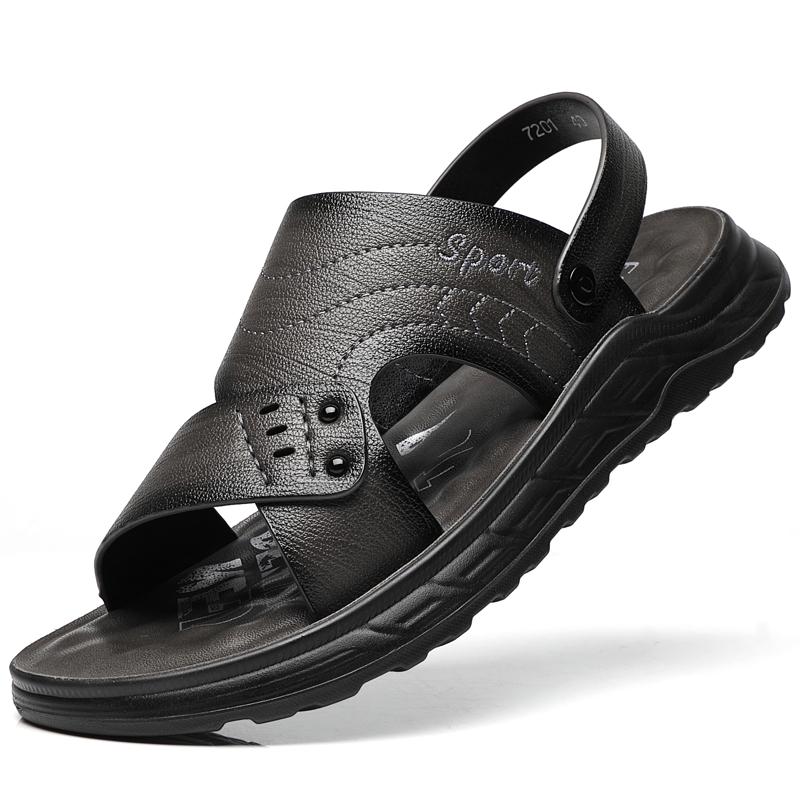 

Super Fiber Leather Sandals for Men In Summer , Latex Pad Dual-purpose Beach Shoes for Men, Casual Soft Sole, Anti Slip, Ext 40
