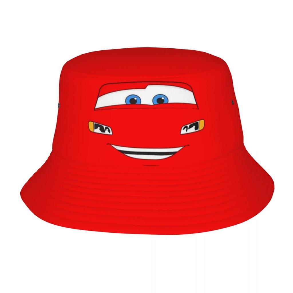 Custom Lightning McQueen Cars Bucket Hat for Unisex Women Printed Cartoon Summer Travel Beach Outdoor Camping Cap