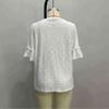 Summer Women's New Style Knitted Embroidered Hollow Ruffled V-neck Short-sleeved T-shirt Top