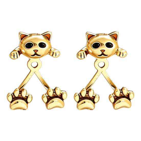 Dainty Animal Earrings for Women 1 Pair Cute Cat Paw Women, Vintage Front Back Stud Earrings, Small Kitten Jewelry Gift Lovers