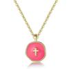 Stainless Steel Irregular Enamel Colorful  Round Pendant Necklace For Women Stainless Steel Cross Opal Choker Gifts