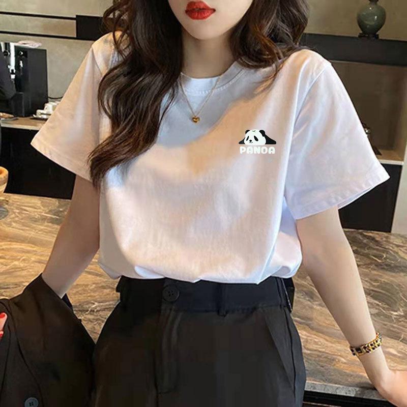Women Cute Pink Bear Graphic T Shirt Casual Cotton O Neck Short Sleeve Loose Summer Tee Daily Basic Tops