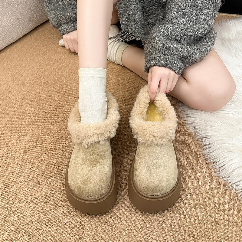 Women's soft elastic winter warm cold padded snow boots thick bottom non-slip wear outdoor leisure sports cotton boots fur shoes