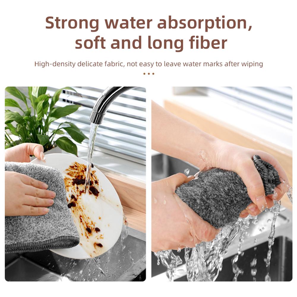 2/4/6 Stück Küchen-Alltags-Mikrofaser-Geschirrtuch Verdicktes Magisches Reinigungstuch Saugfähiger Scheuerschwamm Anti-Fett Wischlappen