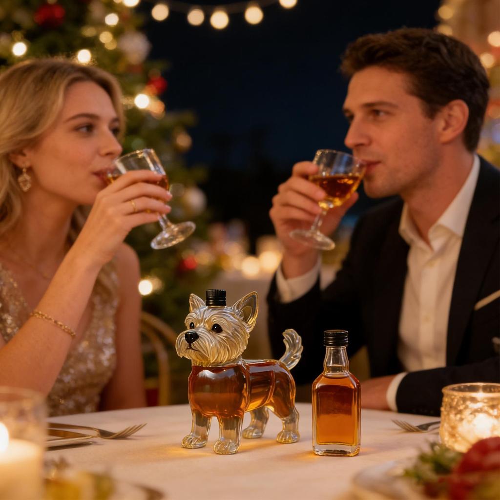 Süßer Hund Whiskey-Karaffe 350ml Hohe Transparenz Getränkebehälter Glas Whiskey-Karaffe Flasche Für Familientreffen Party