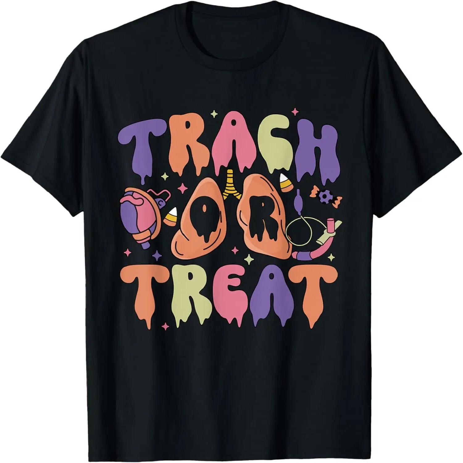 Retro Nurse Respiratory Therapist Halloween Trach or Treat T-Shirt XXXXXL чёрный
