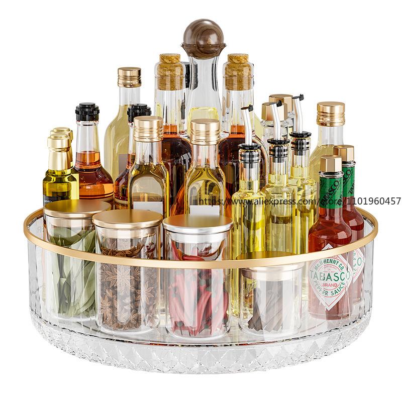 Multifunctional Rotating Kitchen Spice Rack Countertop Seasoning Storage Organizer All-Purpose for Home Kitchen