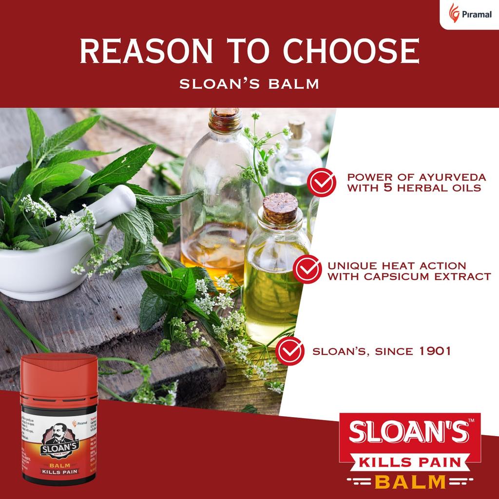 Sloan’s Pain Relief Balm 10 G Pack of 3 | Fast Absorbing Heat Action Ointment for Joint, Neck, Back and Muscle Discomfort Relief