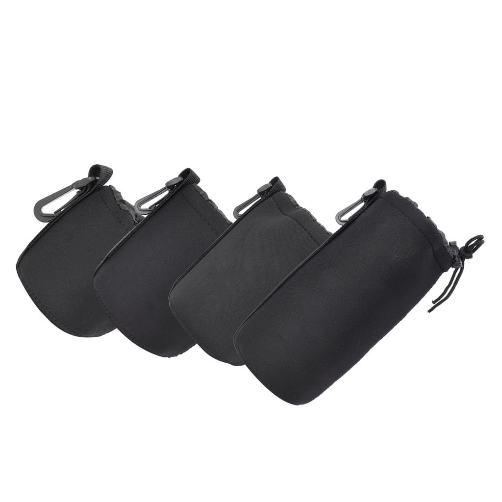 4PCS S M L XL Portable Neoprene Black Elastic Shock Absorption DSLR Camera Lens Cover Storage Bag