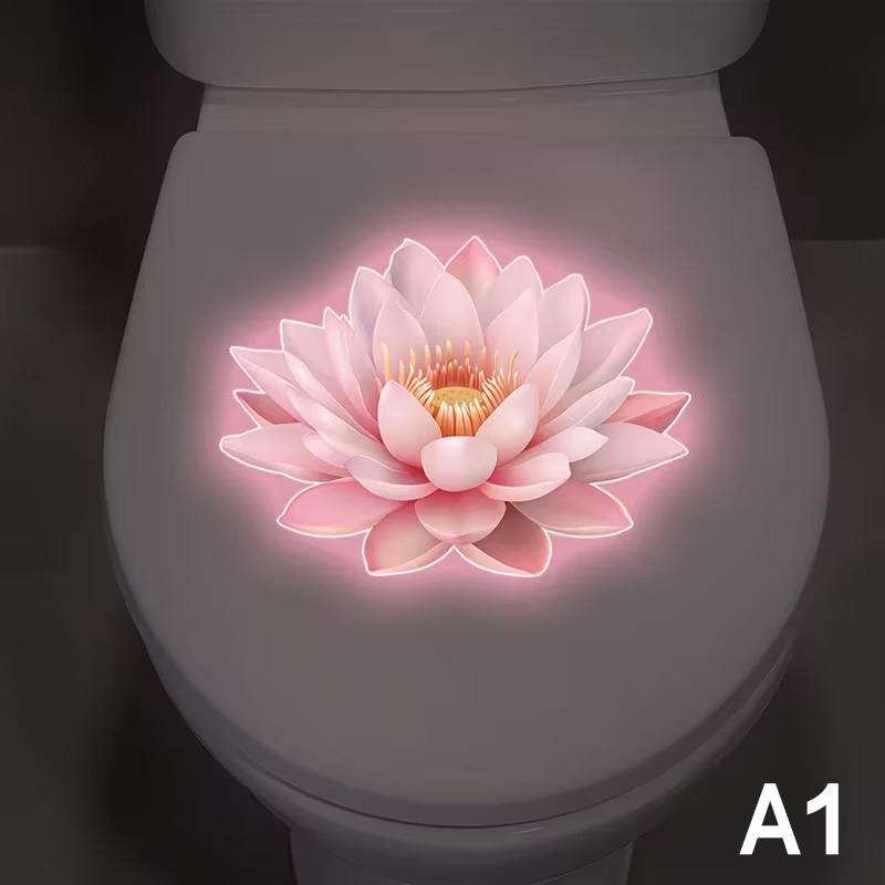 Glow-in-the-Dark Flower Toilet Sticker Home Decor Stickers Self-Adhesive Removable Bathroom Decal Lotus Mandala Wall Sticker