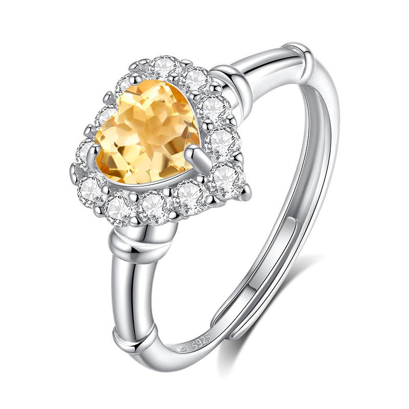 Natural Gemstone S925 Silver Ring, Twisted Arm Design, Women's Adjustable Fashion Jewelry