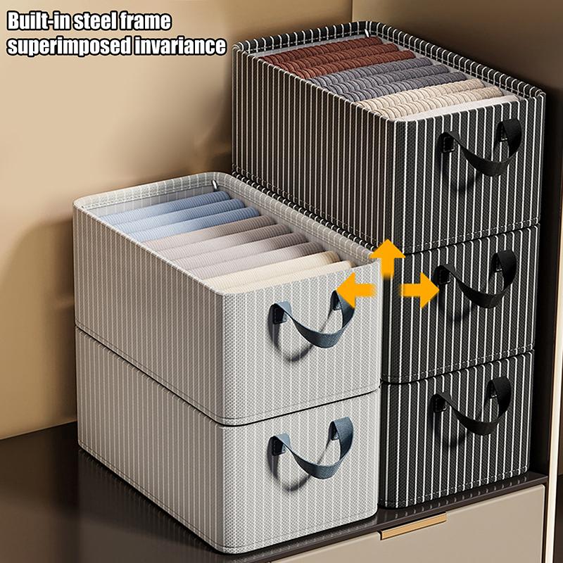 1pc Household Foldable Clothes Storage Box With Steel Frame Storage Box T-shirts And Trousers Storage Box