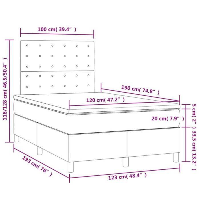 VidaXL Sommier à lattes de Lit avec Matelas et LED, Lit Rembourré, Lit Double, Lit Adulte de Chambre à Coucher Intérieur, 3270337