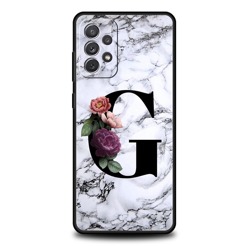 Letters Flower English Marble Phone Case For Samsung A17 A07 A55 A35 A25 A15 A05 A33 A31 A23 A21s A13 A41 A73 A53 A51 A71 Cover