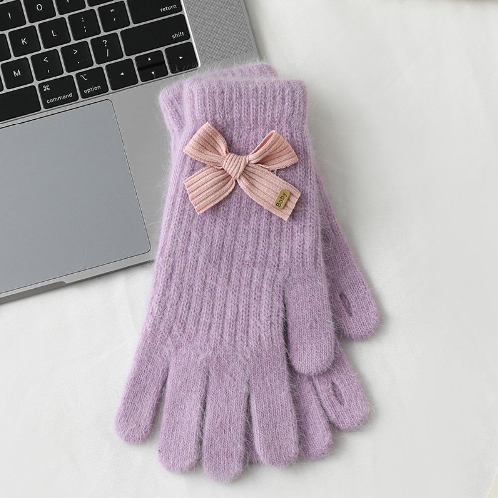 Verdickte Plüschhandschuhe Kaninchenhaar Baumwollfäustlinge Niedliche Vollfingerhandschuhe Frauen